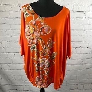 UEC Eloquii orange floral scoop neck blouse 22/24